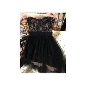 Strapless black lace ballerina dress